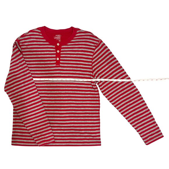 Old Navy Men's Red Stripe Henley Shirt Sz L Casual Weekend Basic Soft Knit Top - Picture 4 of 10
